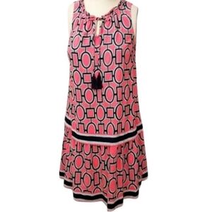 Crown & Ivy Coral and Navy Geometric Mini Dress PS